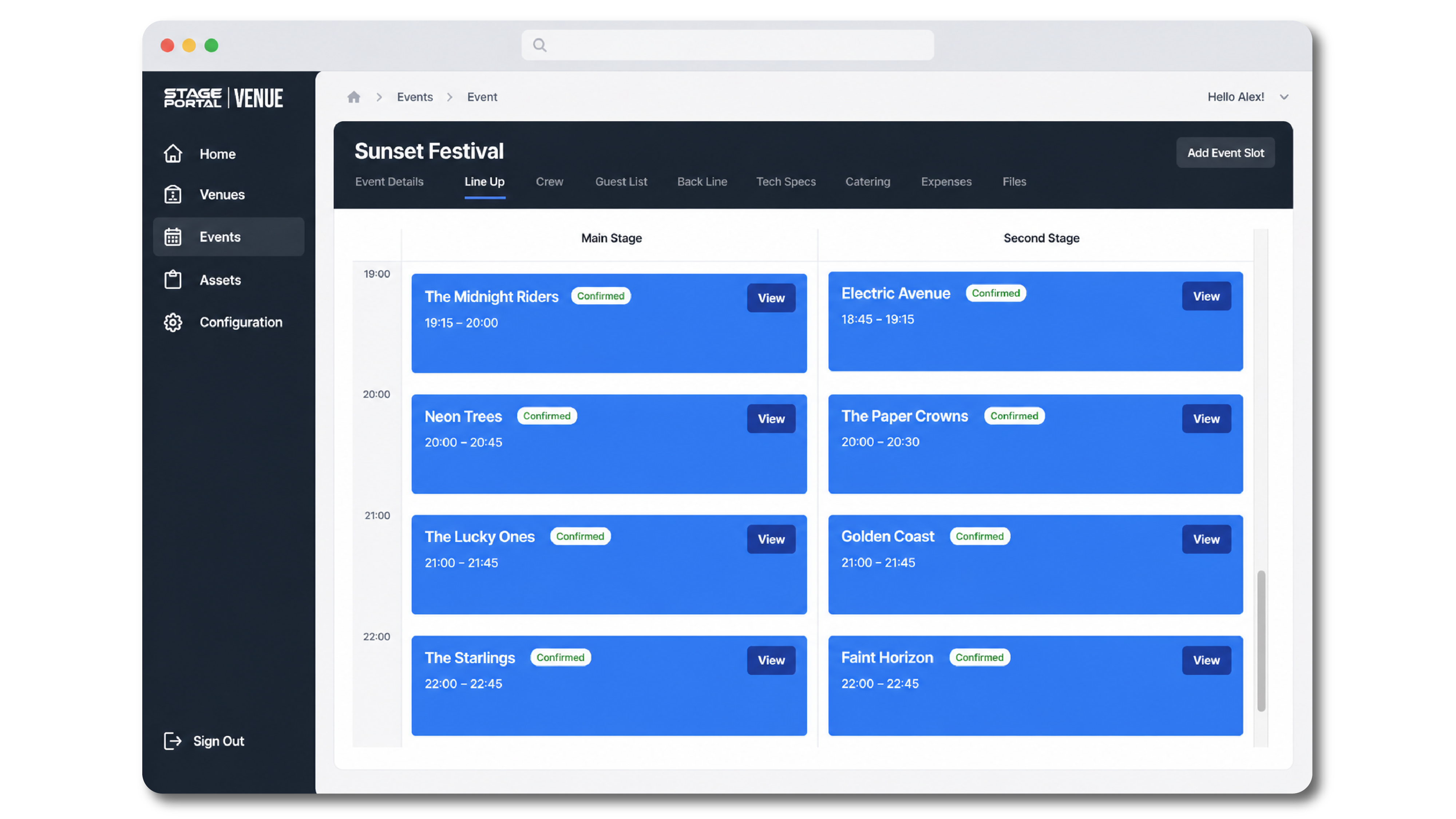 Stage Portal booking manager